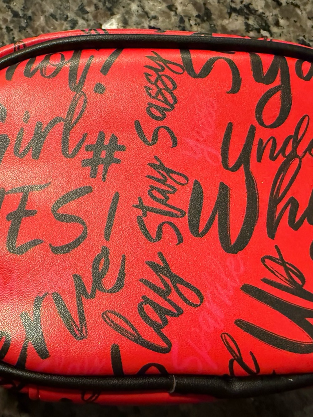 Sassy Jones Red Script Cosmetic Case with Metal Logo - Picture 8 of 11